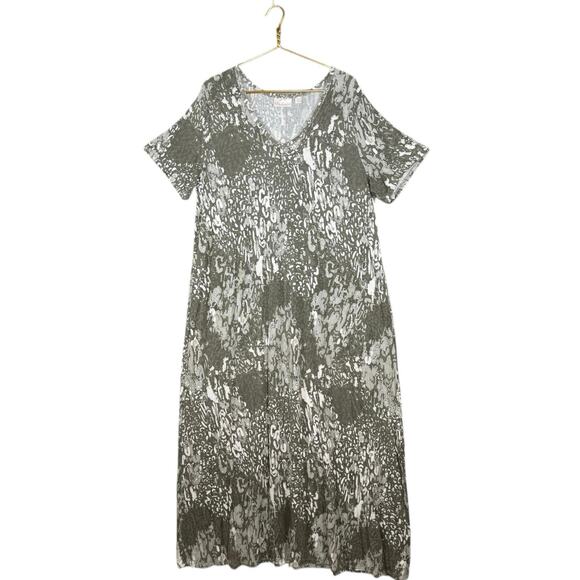 Belle by Kim Gravel Dress Soft Knit Spandex Vibrant Print Lounge Midi Tall | XLT - Picture 2 of 9